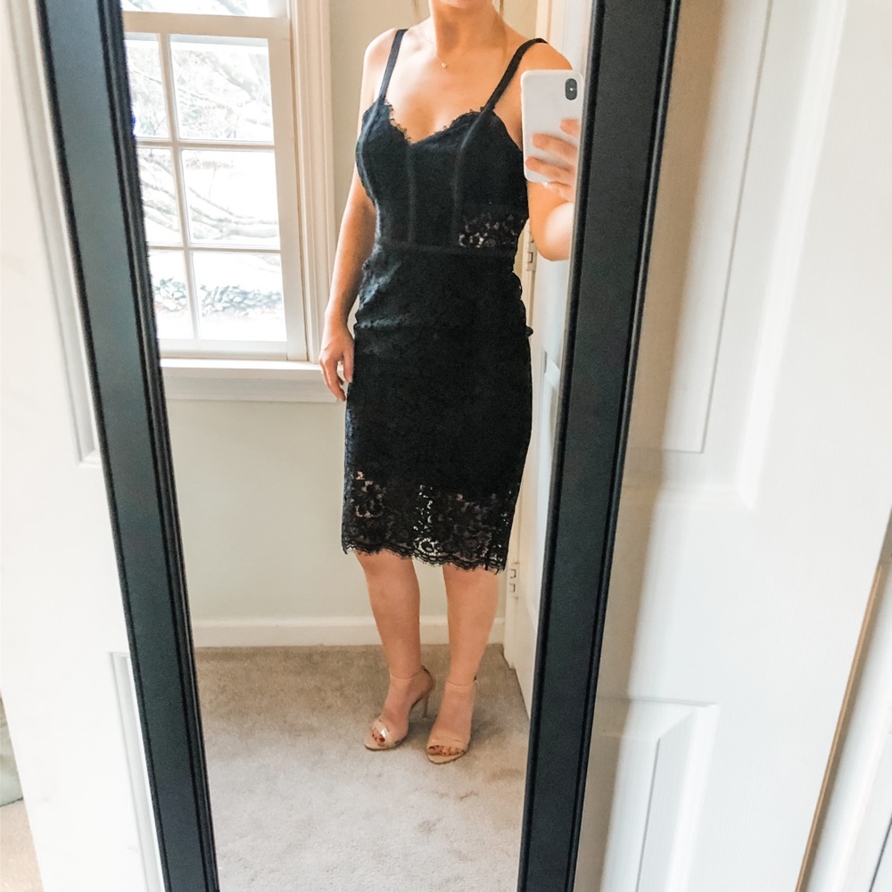 Express black lace midi dress